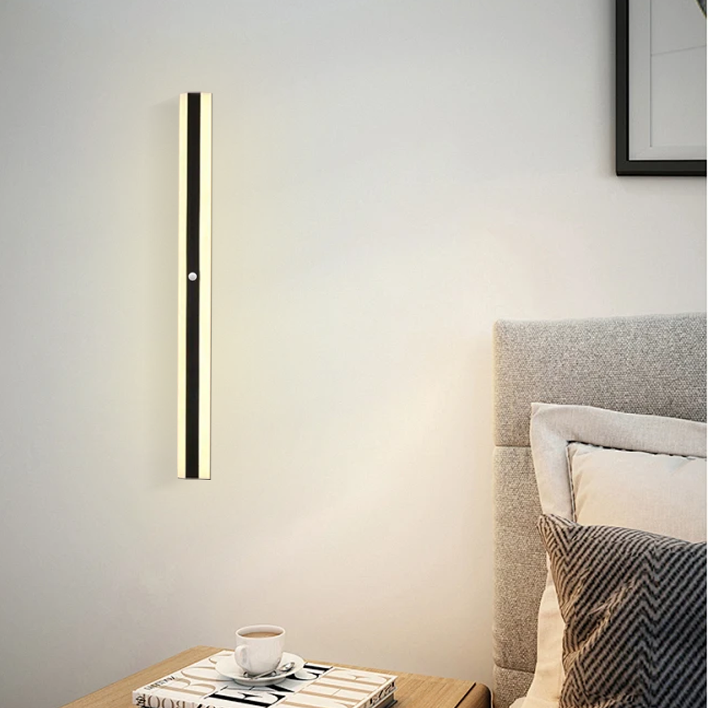 Black Sensor Wall Lamp - Hexagonal Ring Metal Strip Design